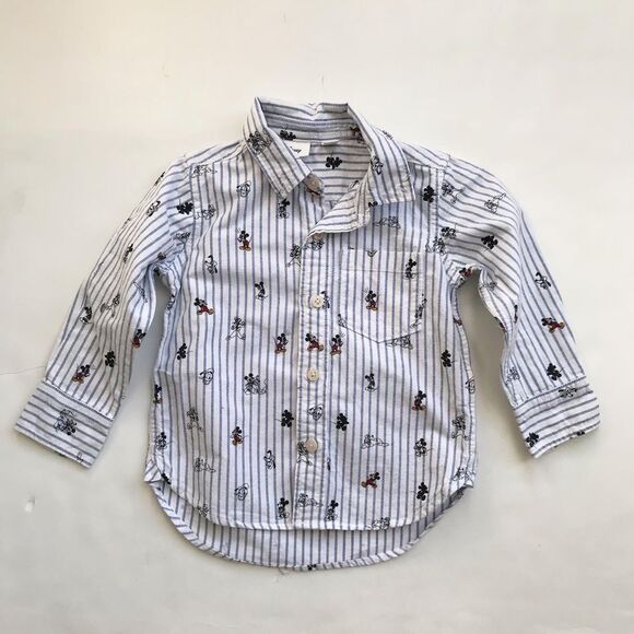BABygap x Disney Mickey Mouse print button  down shirt EUC 2T - Picture 1 of 5